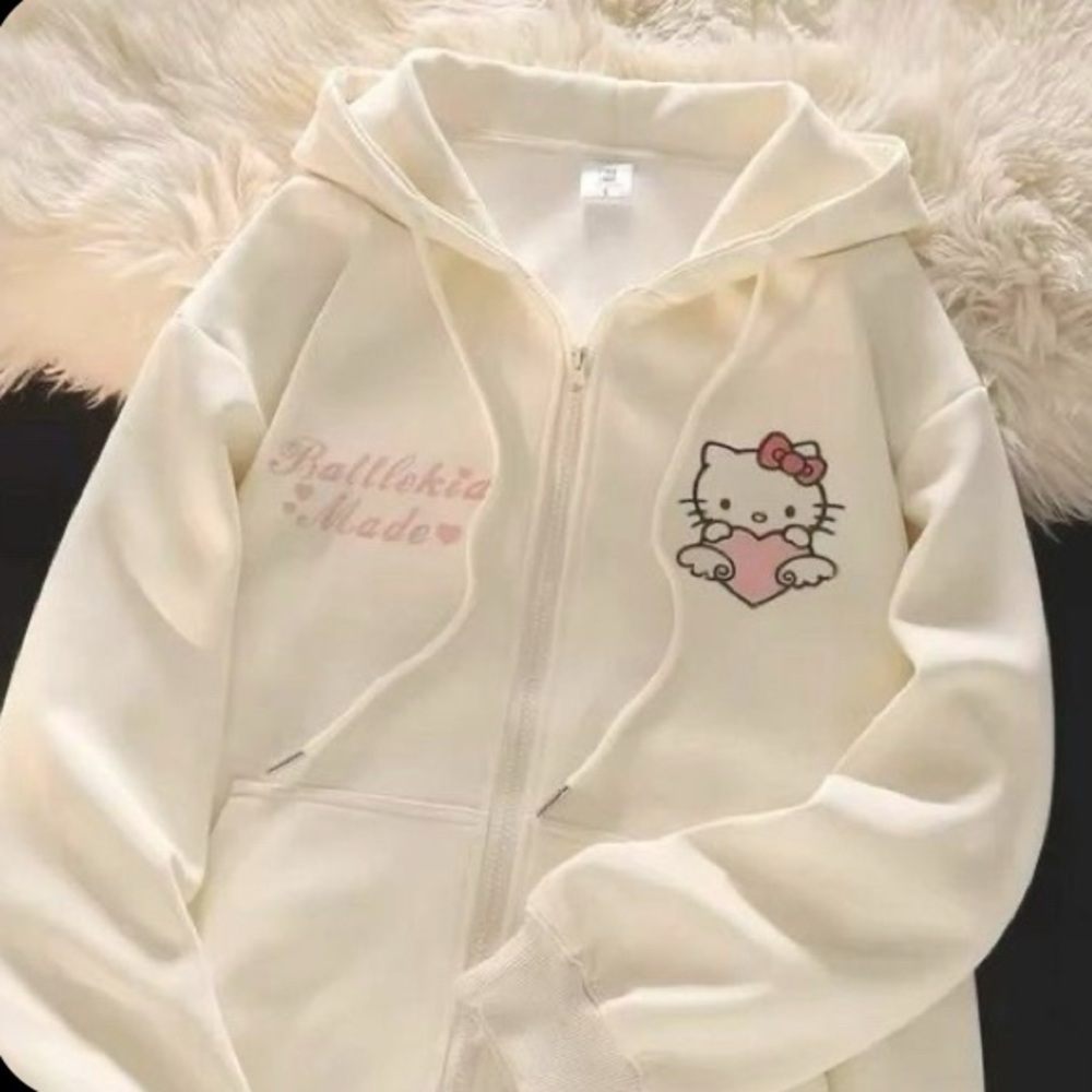 Hello Kitty Cream Pink Cozy Zip-Up Jacket